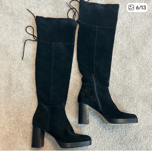 Free People Suede Black Knee-High Boots - Picture 4 of 9